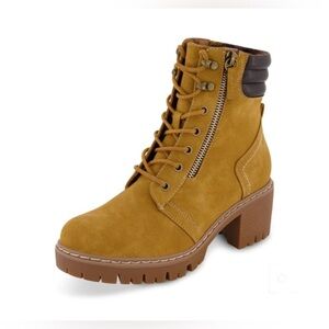 Cushionaire tan Ramsey Lace up rugged lug sole nubuck combat work Boots‎ size 11